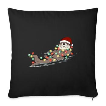 Lumières de Noël Otter Weihnachten - Coussin et housse de 45 x 45 cm - noir - Devant