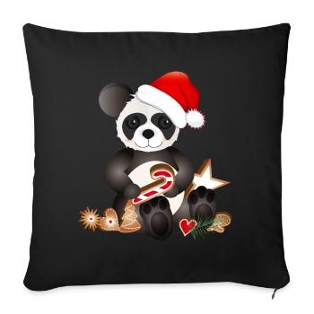 sugar-sweet little panda for Christmas - Sofa pillow with filling 45cm x 45cm - black - Front