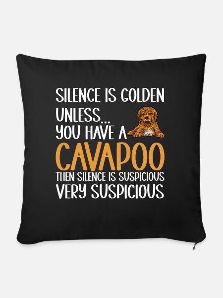 Cavapoo Cavoodle Capoodle Hund - Sofakissen mit Füllung 45 x 45 cm - Schwarz
