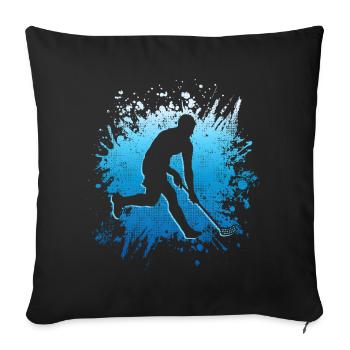 Floorball Player Floorballer Salibandy Floorball - Sofa pillow with filling 45cm x 45cm - black - Front