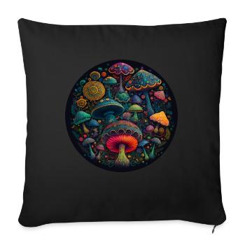 Zauberpilze, Mandala-Stil, Waldkern - Sofakissen mit Füllung 45 x 45 cm - Schwarz - Vorne