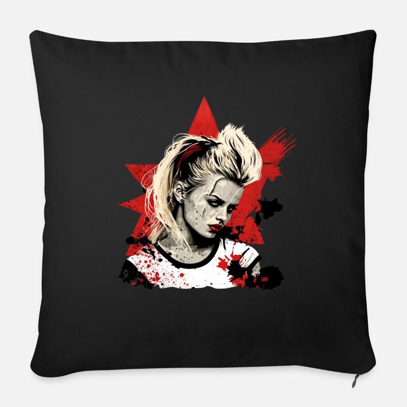Punk Mädchen - Sofakissen mit Füllung 45 x 45 cm - Schwarz