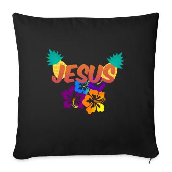 Jésus Hawaï - Coussin et housse de 45 x 45 cm - noir - Devant
