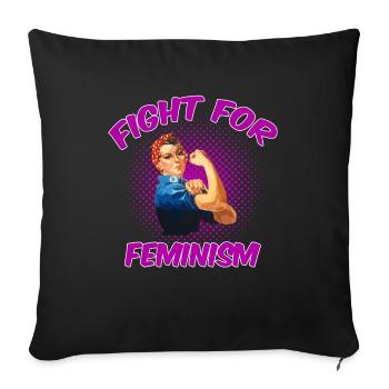 Luttes pour le féminisme - Coussin et housse de 45 x 45 cm - noir - Devant