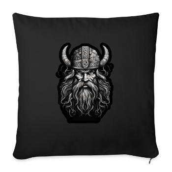 Wikinger mitHelm Schwarz-Weiß - Sofakissen mit Füllung 45 x 45 cm - Schwarz - Vorne