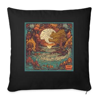 Forces of nature - colorful woodcut - Sofa pillow with filling 45cm x 45cm - black - Front