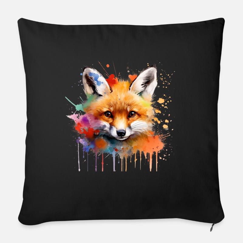 Fuchs, Welpe - Sofakissen mit Füllung 45 x 45 cm - Schwarz