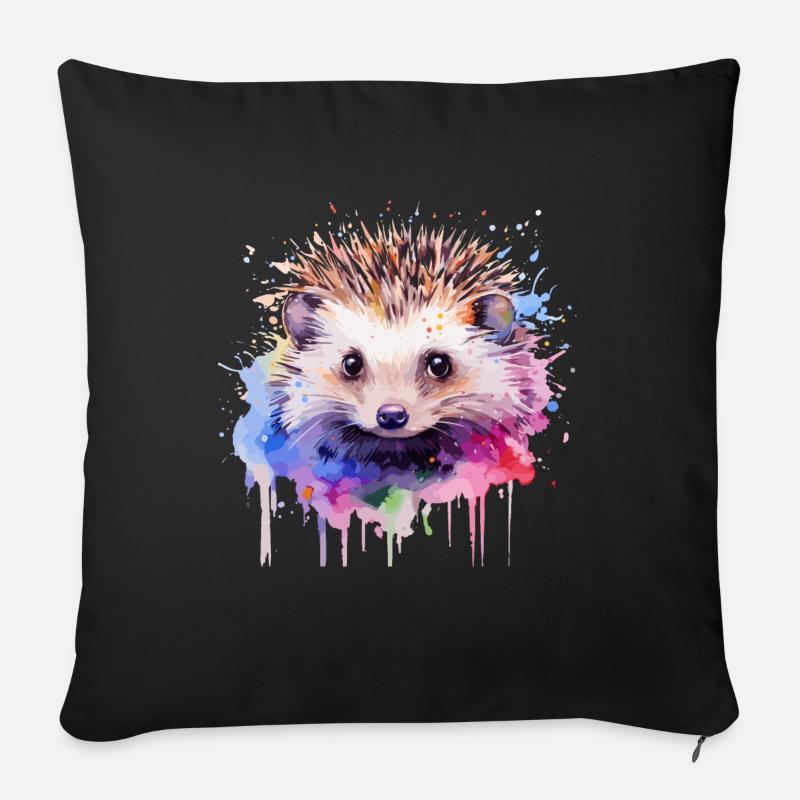 Igel, niedlicher Igel - Sofakissen mit Füllung 45 x 45 cm - Schwarz