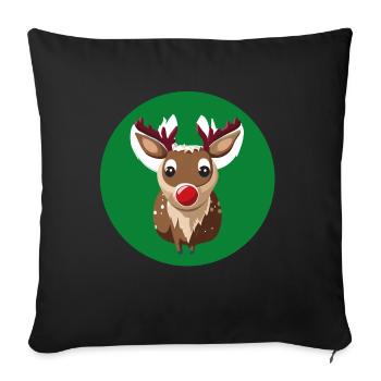 Rentier Rudolph Weihnachtspullover - Sofakissen mit Füllung 45 x 45 cm - Schwarz - Vorne