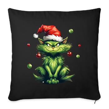 Katze Weihnachten Weihnachtselfe Geschenke Mütze - Sofakissen mit Füllung 45 x 45 cm - Schwarz - Vorne