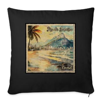 Timbre Rio de Janeiro Brésil - Coussin et housse de 45 x 45 cm - noir - Devant