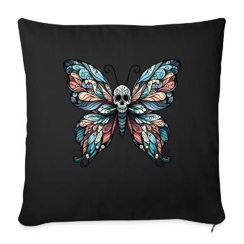 Gloomy butterfly with skull - Sofa pillow with filling 45cm x 45cm - black - Front