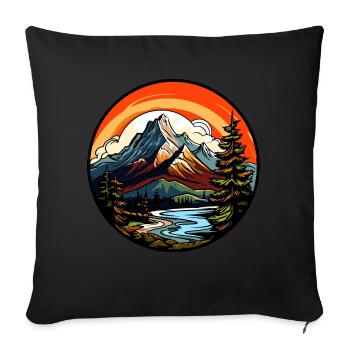 Mountains, Landscape, Nature - Sofa pillow with filling 45cm x 45cm - black - Front