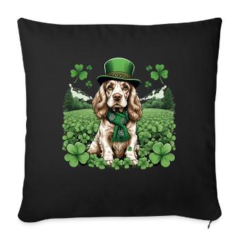 Irish Setter St. Patrick's Day Green Hat Pup - Sofakissen mit Füllung 45 x 45 cm - Schwarz - Vorne
