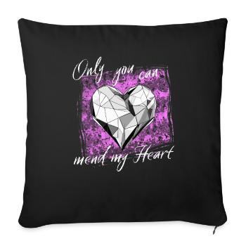 Only you can mend my heart - Coussin et housse de 45 x 45 cm - noir - Devant