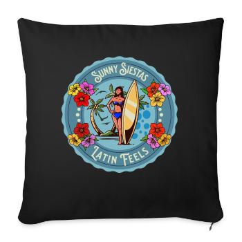 Plage tropicale latine Vagues d’été Vacances ensoleillées - Coussin et housse de 45 x 45 cm - noir - Devant