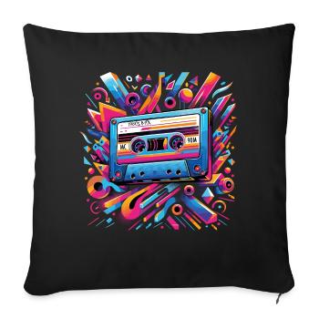 1980s music cassette mixtape gift for retro love - Sofa pillow with filling 45cm x 45cm - black - Front
