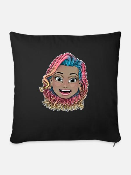 Reva Prisma lächelndes Gesicht - Sofakissen mit Füllung 45 x 45 cm - Schwarz