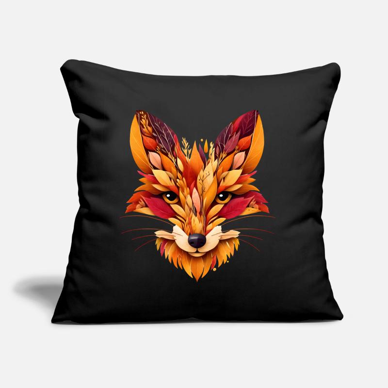 Fox head designed from different leaves Sofa pillow with filling 45cm x 45cm