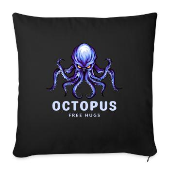 Cartoon Octopus - câlins gratuits - Coussin et housse de 45 x 45 cm - noir - Devant