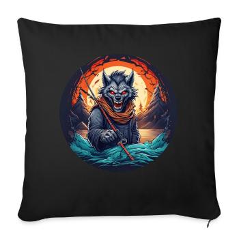 Effrayant Halloween Party Costume Loup-Garou Pêche - Coussin et housse de 45 x 45 cm - noir - Devant