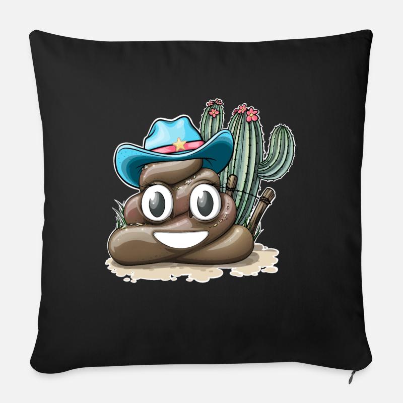 Western Pile off Poo blue hat - Sofa pillow with filling 45cm x 45cm - black
