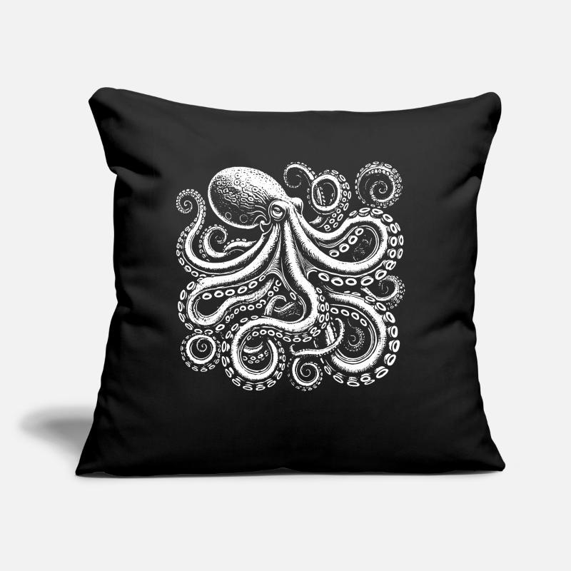 Schwarzer Oktopus Sofakissen mit Füllung 45 x 45 cm
