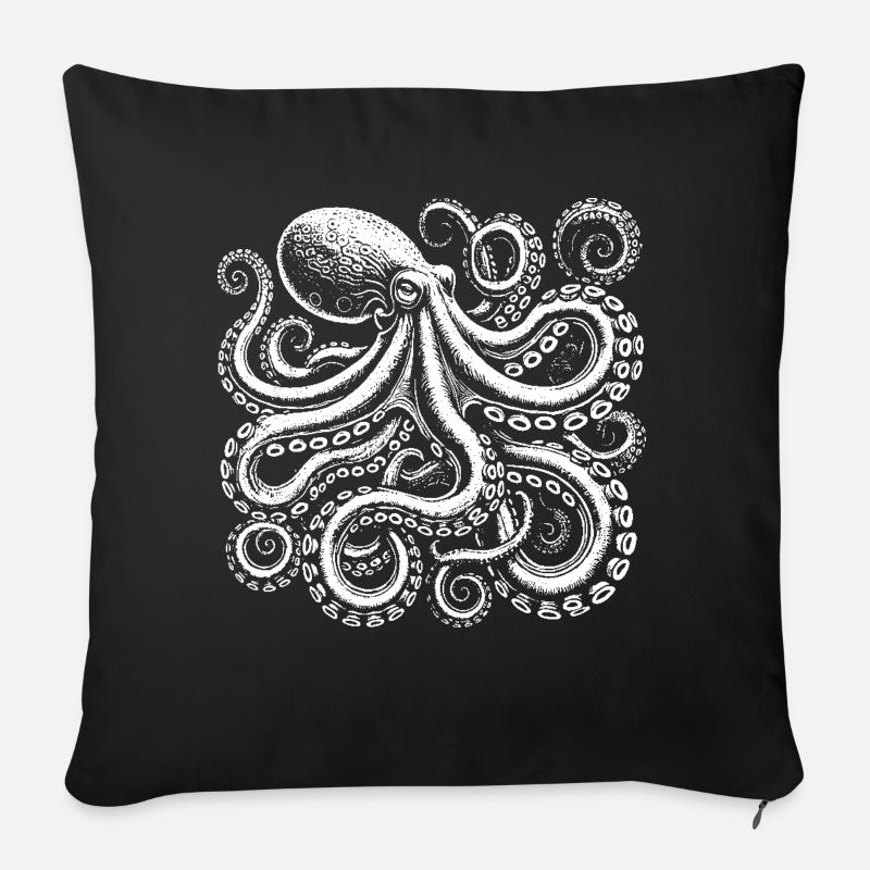 pieuvre noire - Coussin et housse de 45 x 45 cm - noir