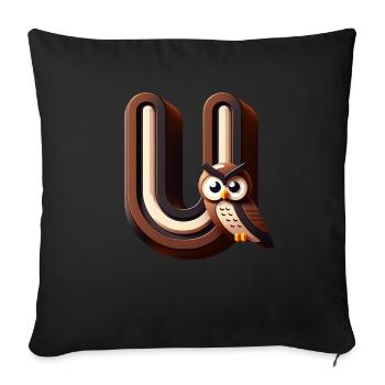 U für Uhu – schlaue Eule - Sofakissen mit Füllung 45 x 45 cm - Schwarz - Vorne
