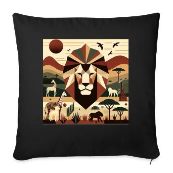 Geometric safari art with lion view - Sofa pillow with filling 45cm x 45cm - black - Front