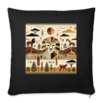 Abstract Safari Wilderness with Lion Motif - Sofa pillow with filling 45cm x 45cm - black - Front