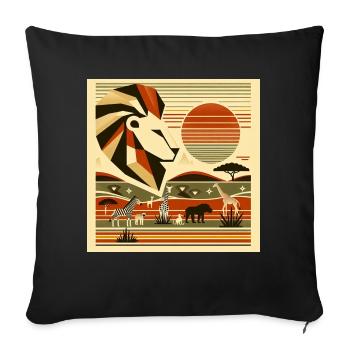 Geometric safari with majestic lion - Sofa pillow with filling 45cm x 45cm - black - Front
