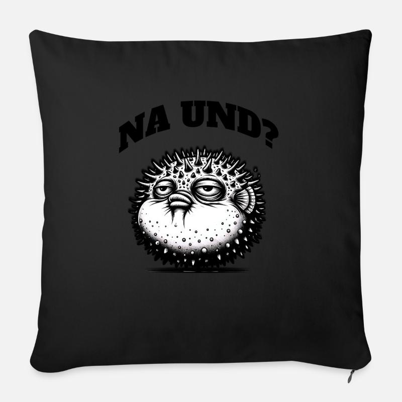 Grumpy puffer fish – a statement - Sofa pillow with filling 45cm x 45cm - black