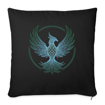 Electric Blue Polygonal Phoenix - Sofa pillow with filling 45cm x 45cm - black - Front