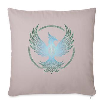 Elektrisch blauer polygonaler Phönix - Sofakissen mit Füllung 45 x 45 cm - helles Taupe - Vorne