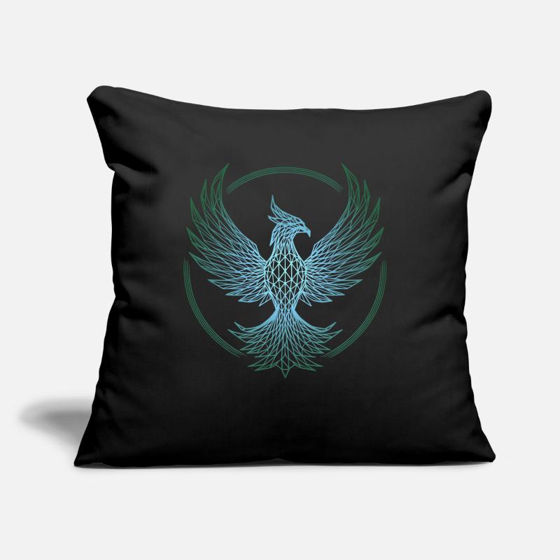 Electric Blue Polygonal Phoenix Sofa pillow with filling 45cm x 45cm