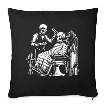 Squelette chez le barbier - Coussin et housse de 45 x 45 cm - noir - Devant