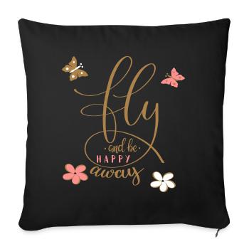 envolez-vous et soyez heureux - Coussin et housse de 45 x 45 cm - noir - Devant