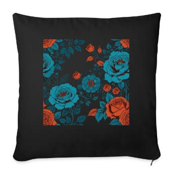 Beautiful colorful flowers pattern - Sofa pillow with filling 45cm x 45cm - black - Front