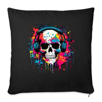 Graffiti Skull DJ – Urbane Musik, Explosionskunst - Sofakissen mit Füllung 45 x 45 cm - Schwarz - Vorne