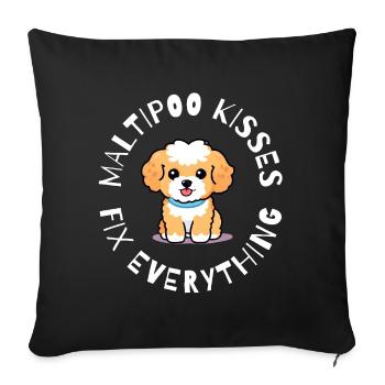 Maltipoo Kisses Design - Adorable chien moelleux - Coussin et housse de 45 x 45 cm - noir - Devant