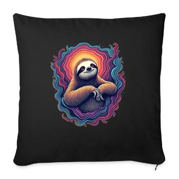 Psychedelisches Faultier | Buntes Chill-Out Design - Sofakissen mit Füllung 45 x 45 cm - Schwarz - Vorne