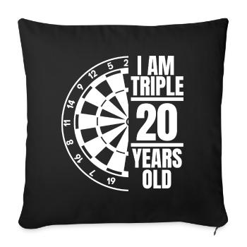 I am three times 20 years old - Sofa pillow with filling 45cm x 45cm - black - Front