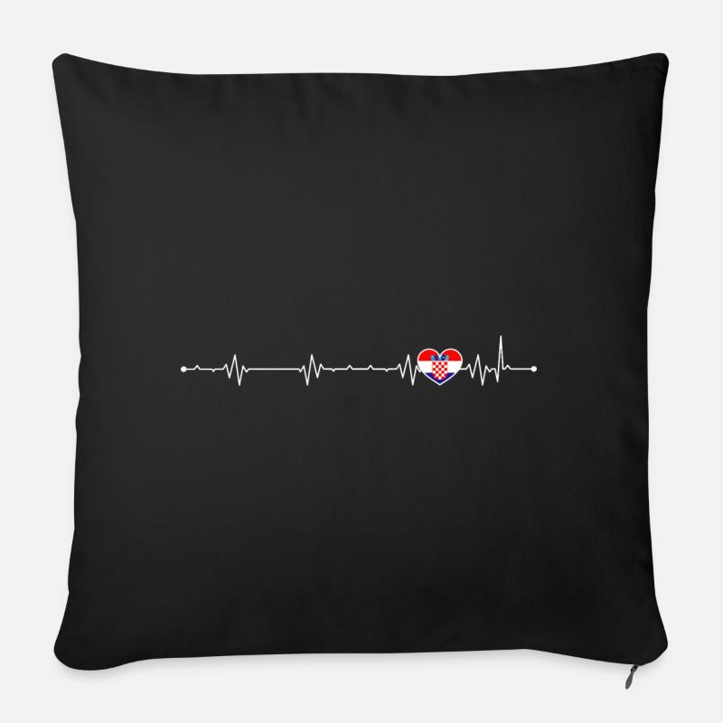 Drapeau croate des battements de cœur - Coussin et housse de 45 x 45 cm - noir