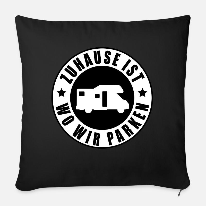 Home is where we park - Sofa pillow with filling 45cm x 45cm - black
