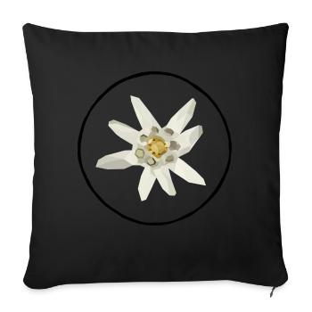 Edelweiss Low Poly Blume Berge Allgäu Bayern - Sofakissen mit Füllung 45 x 45 cm - Schwarz - Vorne