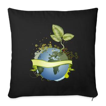 in the earth unfolds with banner - Sofa pillow with filling 45cm x 45cm - black - Front