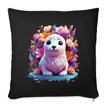 Cute Seal - Sofa pillow with filling 45cm x 45cm - black - Front