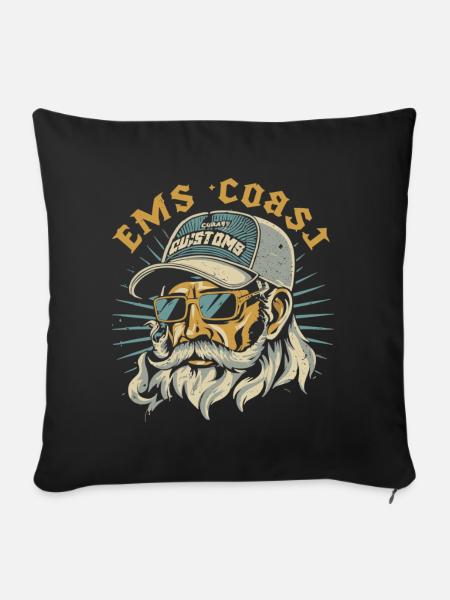 Ems Coast Customs Oldskool Design#3 - Sofakissen mit Füllung 45 x 45 cm - Schwarz