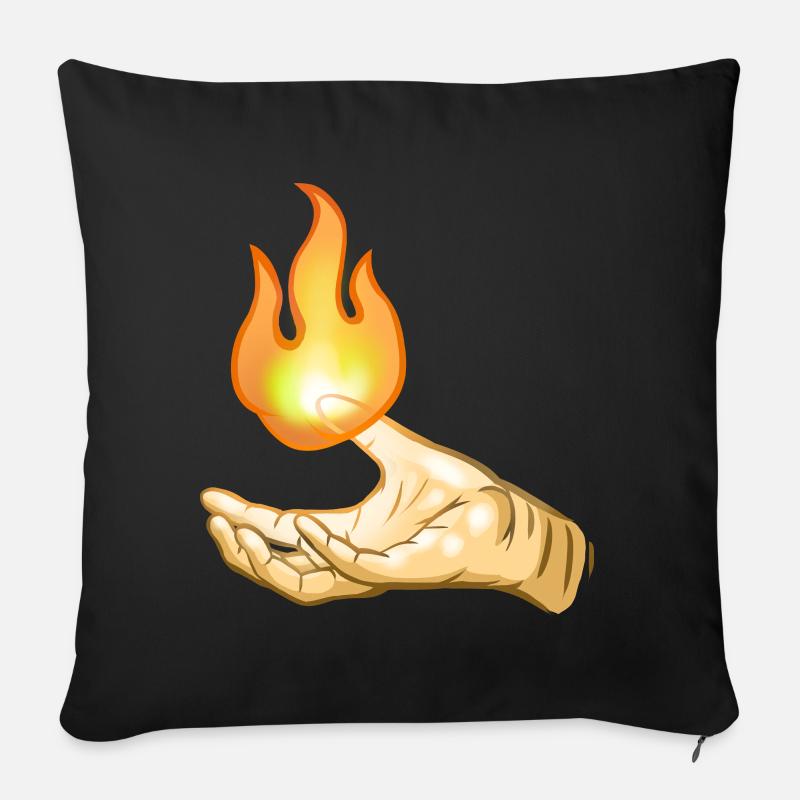 Flamme über der Hand - Sofakissen mit Füllung 45 x 45 cm - Schwarz